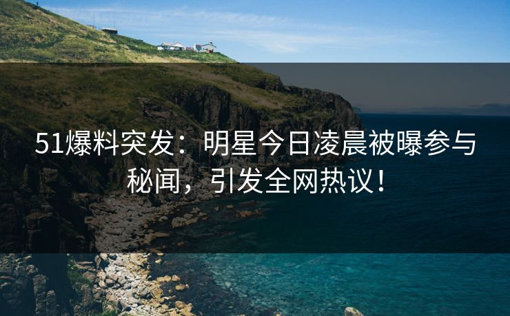 51爆料突发：明星今日凌晨被曝参与秘闻，引发全网热议！