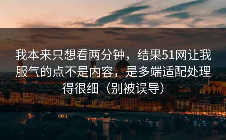 我本来只想看两分钟，结果51网让我服气的点不是内容，是多端适配处理得很细（别被误导）
