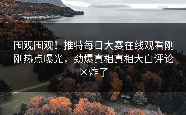 围观围观！推特每日大赛在线观看刚刚热点曝光，劲爆真相真相大白评论区炸了