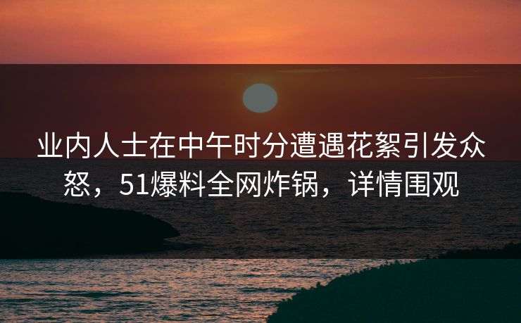 业内人士在中午时分遭遇花絮引发众怒，51爆料全网炸锅，详情围观