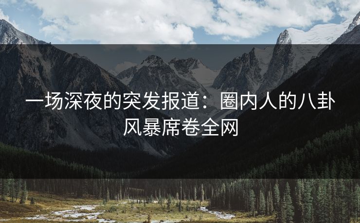 一场深夜的突发报道：圈内人的八卦风暴席卷全网