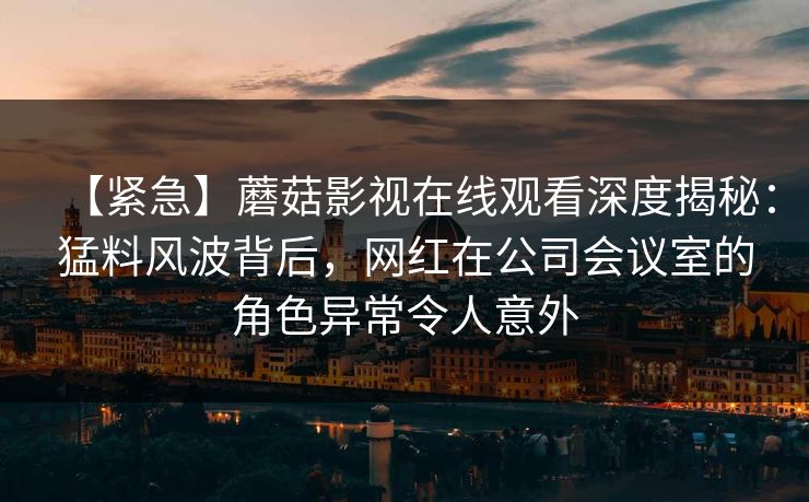 【紧急】蘑菇影视在线观看深度揭秘：猛料风波背后，网红在公司会议室的角色异常令人意外