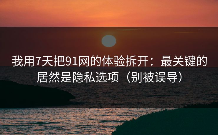 我用7天把91网的体验拆开：最关键的居然是隐私选项（别被误导）